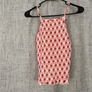 SO Red and White Patterned Top